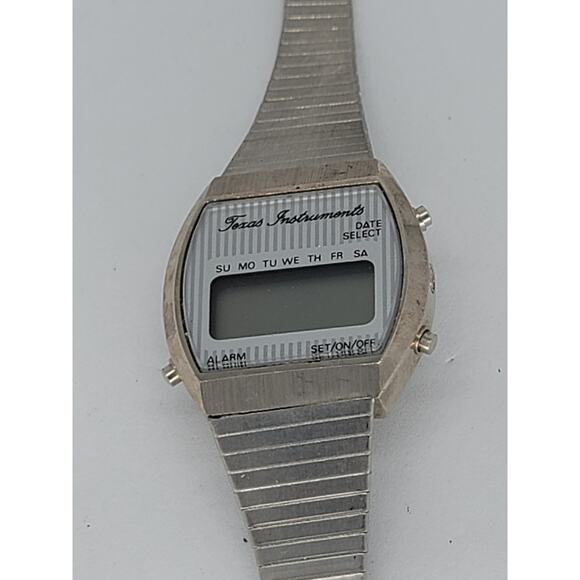 Nice Collectable Texas Instruments Digital Alarm Stainless Steel Watch Not Run
